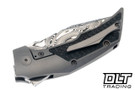 Reate T3000 - Acid Wash Damasteel Blade - Bead Blasted Titanium - Carbon Fiber Inlay