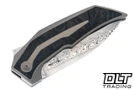 Reate T4000 - Acid Wash Damasteel Blade - Bead Blasted Titanium - Marble Carbon Fiber Inlay