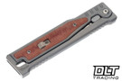 Reate EXO-OG - Drop Point All Satin Elmax Blade - Bead Blast Titanium - Orange Micarata Inlay