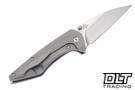 Koenig Mini Goblin - Smooth Blasted Titanium - Burnished M390 Blade - Polished Flats - Silver Hardware & Backspacer