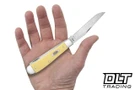 Case Yellow Smooth Synthetic Trapper - Tumble Polish Stainless Blade