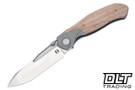 Null Knives Vandal - Dark Stonewashed Ti - Natural Micarta Inlay - Stonewashed Vanax Blade