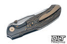Null Knives Vandal - Black DLC Ti - Gold Camo FatCarbon Inlay - Belt Satin Vanax Blade
