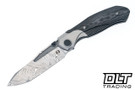 Null Knives Vandal - Bead Blasted Ti - Black Camo FatCarbon Inlay - Acidwashed Damasteel Blade