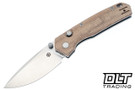 Vosteed Psyop 299 - Natural Micarta - Stonewash Stainless Drop Point Blade