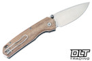 Vosteed Psyop 299 - Natural Micarta - Stonewash Stainless Drop Point Blade