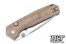 Vosteed Psyop 299 - Natural Micarta - Stonewash Stainless Drop Point Blade