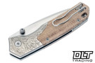 Vosteed Psyop 299 - Natural Micarta - Titanium Bolster - Stonewash S35VN Drop Point Blade