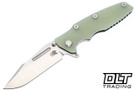 Hinderer Eklipse Skinny Fullered Harpoon Spear - Stonewashed Titanium & Blade - Translucent Green G-10