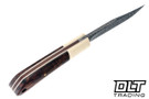Hammer Down Forge Companion - Ivory G-10 Bolster - Ironwood - Ivory Liners - Nebula Damascus Blade - Frame Handle