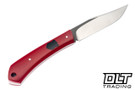Hammer Down Forge Companion - Light Red Canvas Micarta - Black Micarta Shield - AEB-L Blade