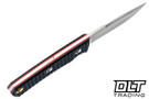 Vehement Foreman - Black Frag G-10 - Red Liners - Satin Blade - Black Leather - White Stitching