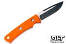 Vehement Foreman - Orange Frag G-10 - Black Liners - 2 Tone Blade - Brown Leather Cross Draw - Orange Stitching