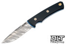 Vehement Knives - Custom Foreman - Black Micarta - Blue Liners - HG Satin Tigerlypse Blade - Mosaic Pins - Tapered Tang #659