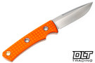 Vehement Knives - Custom Foreman - Orange Frag G-10 - Black Liners - HG Satin Blade - Tapered Tang #661