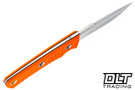 Vehement Knives - Custom Foreman - Orange Frag G-10 - Black Liners - HG Satin Blade - Tapered Tang #661