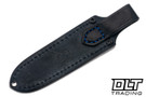 Vehement Knives - Custom Foreman - Black GripX - Blue Liners - Hand Rubbed HG Blade - Black Leather - Tapered Tang #651