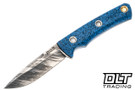 Vehement Knives - Custom Foreman - Blue and Black GripX - Black Liners - Satin Tigerlypse Blade - Black and Blue Leather - Black Stitching - Tapered Tang #652