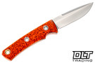 Vehement Knives - Custom Foreman - Orange and Black GripX - Black Liners - HG Satin Blade - Black Leather - Orange Stitching- Tapered Tang #654