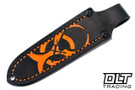 Vehement Knives - Custom Foreman - Orange and Black GripX - Black Liners - HG Satin Blade - Black Leather - Orange Stitching- Tapered Tang #654