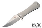 Auxiliary Manufacturing Pocket Bowie XL - Micro Milled Titanium - Stonewash M390 Blade