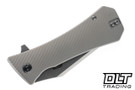 Auxiliary Manufacturing Coffin Tanto XL - Micro Milled Titanium - Stonewash M390 Blade
