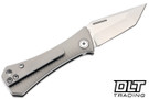 Auxiliary Manufacturing Coffin Tanto Slipjoint - Micro Milled Titanium - Stonewash M390 Blade