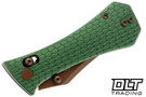 Auxiliary Manufacturing Pocket Bowie Crossbar - Green Milled Aluminum - Rose PVD 14C28N Blade