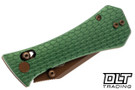 Auxiliary Manufacturing Coffin Tanto Crossbar - Green Milled Aluminum - Rose PVD 14C28N Blade