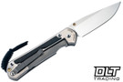 Chris Reeve Large Sebenza 31 - Polished Titanium & Blade - Bog Oak Inlay - #47 - Back