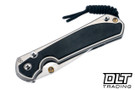 Chris Reeve Large Sebenza 31 - Polished Titanium & Blade - Bog Oak Inlay - #47
