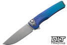 MachineWise Sonora - Raw Ti Bolster - Streamline Distressed Midnight Fade Titanium - Laser Blast S90V Blade #2077