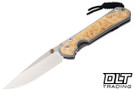 Chris Reeve Large Sebenza 31 - Polished Titanium & Blade - Box Elder Inlay - #49