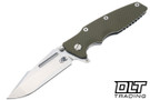 Hinderer Eklipse Skinny Fullered Harpoon Spanto - Stonewashed Titanium & Blade - OD Green G-10