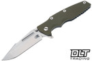 Hinderer Eklipse Skinny Fullered Harpoon Spanto - Working Finish Titanium - Stonewashed Blade - OD Green G-10