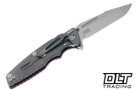Hinderer Eklipse Skinny Fullered Harpoon Spanto - Working Finish Titanium - Stonewashed Blade - Red G-10 - Back