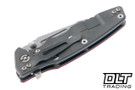 Hinderer Eklipse Skinny Fullered Harpoon Spanto - Working Finish Titanium - Stonewashed Blade - Red G-10