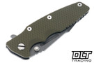 Hinderer Eklipse Skinny Fullered Harpoon Spanto - Working Finish Titanium & Blade - OD Green G-10