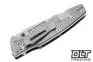 Hinderer Eklipse Non Flipper Skinny Fullered Harpoon Spanto - Stonewashed Titanium & Blade - Translucent Green G-10