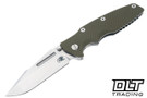Hinderer Eklipse Non Flipper Skinny Fullered Harpoon Spanto - Stonewashed Titanium & Blade - OD Green G-10