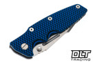 Hinderer Eklipse Non Flipper Skinny Fullered Harpoon Spanto - Working Finish Titanium - Stonewashed Blade - Blue & Black G-10