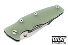 Hinderer Eklipse Non Flipper Skinny Fullered Harpoon Spanto - Working Finish Titanium - Stonewashed Blade - Translucent Green G-10