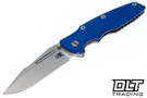 Hinderer Eklipse Non Flipper Skinny Fullered Harpoon Spear - Stonewashed Titanium & Blade - Blue G-10
