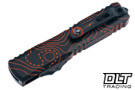 Microtech Ultratech Gen IV - Black and Orange Camo Handle - Topographic Blade - Signature Series - 11214-1TPBKORCS