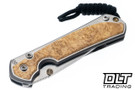 Chris Reeve Small Sebenza 31 - Polished Titanium & Blade - Box Elder Inlay - #54