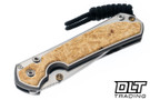 Chris Reeve Small Sebenza 31 - Polished Titanium & Blade - Box Elder Inlay - #56
