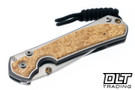 Chris Reeve Small Sebenza 31 - Polished Titanium & Blade - Box Elder Inlay - #57
