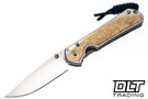 Chris Reeve Small Sebenza 31 - Polished Titanium & Blade - Box Elder Inlay - #58