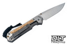 Chris Reeve Small Sebenza 31 - Polished Titanium & Blade - Box Elder Inlay - #61 - Back