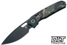 Vosteed Psyop - Canvas Rag Burl Blue Currant Micarta - Black Stonewash Elmax Drop Point Blade